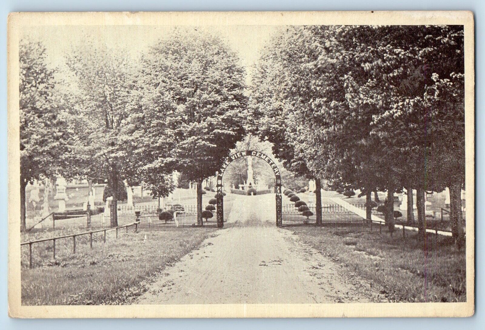 Quincy Michigan Postcard Lake View Cemetery Entrance Trees 1910 Vintage Unposted