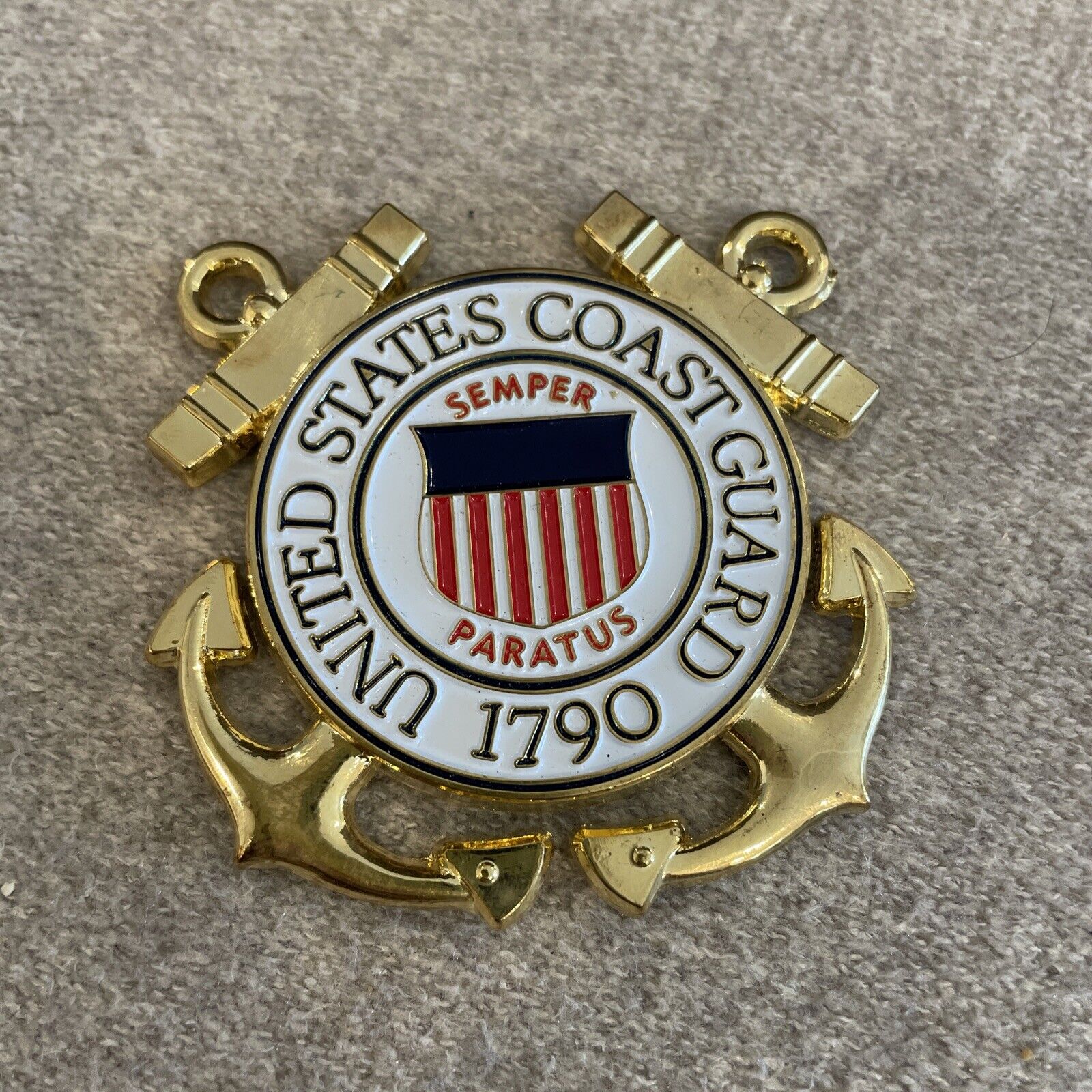 Vintage United States Coast Guard Emblem Semper Paratus 1790 Military 2.5”