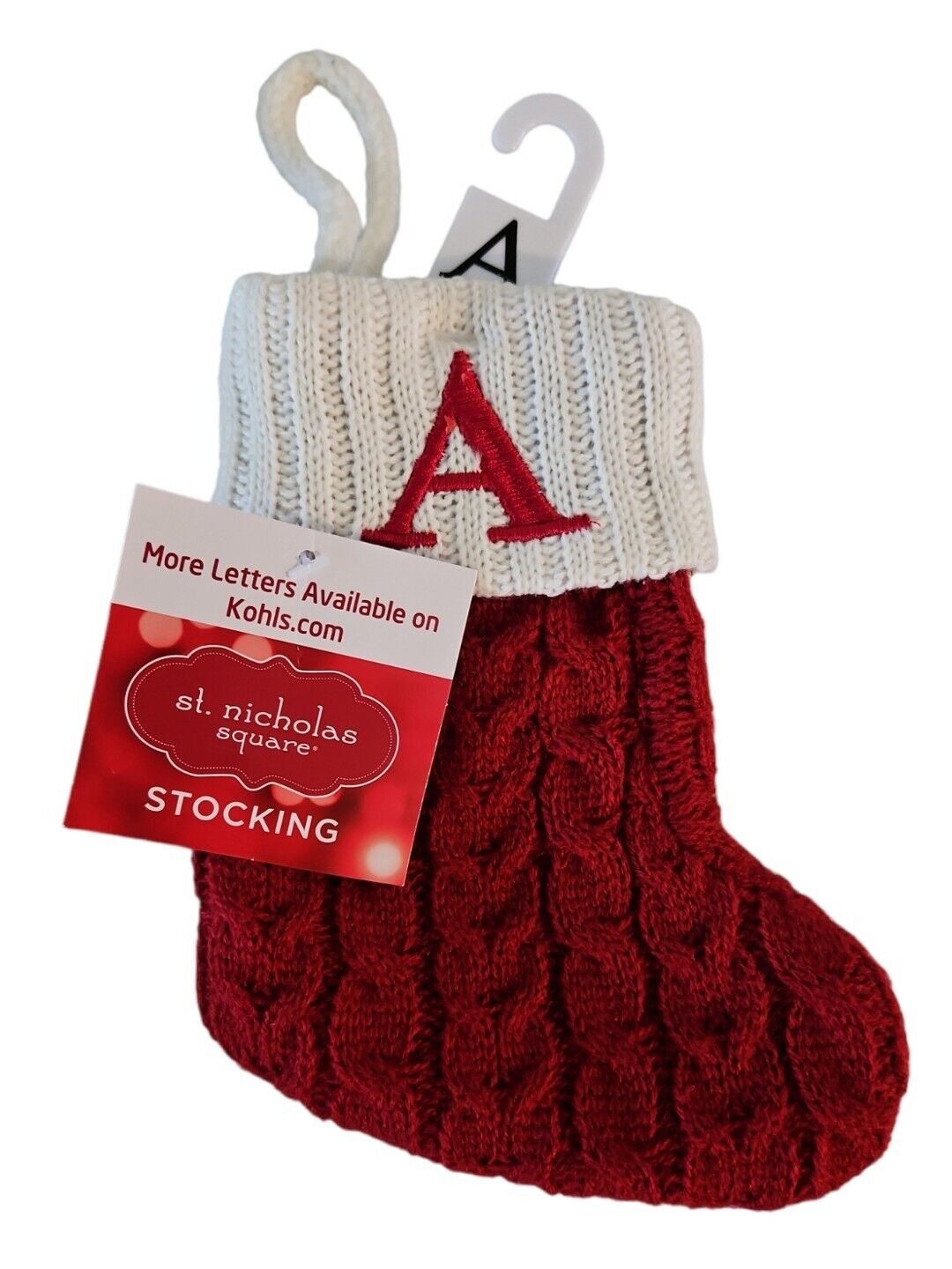 Red Cable Knit Christmas Stocking   -  ST. NICHOLAS SQUARE 7\