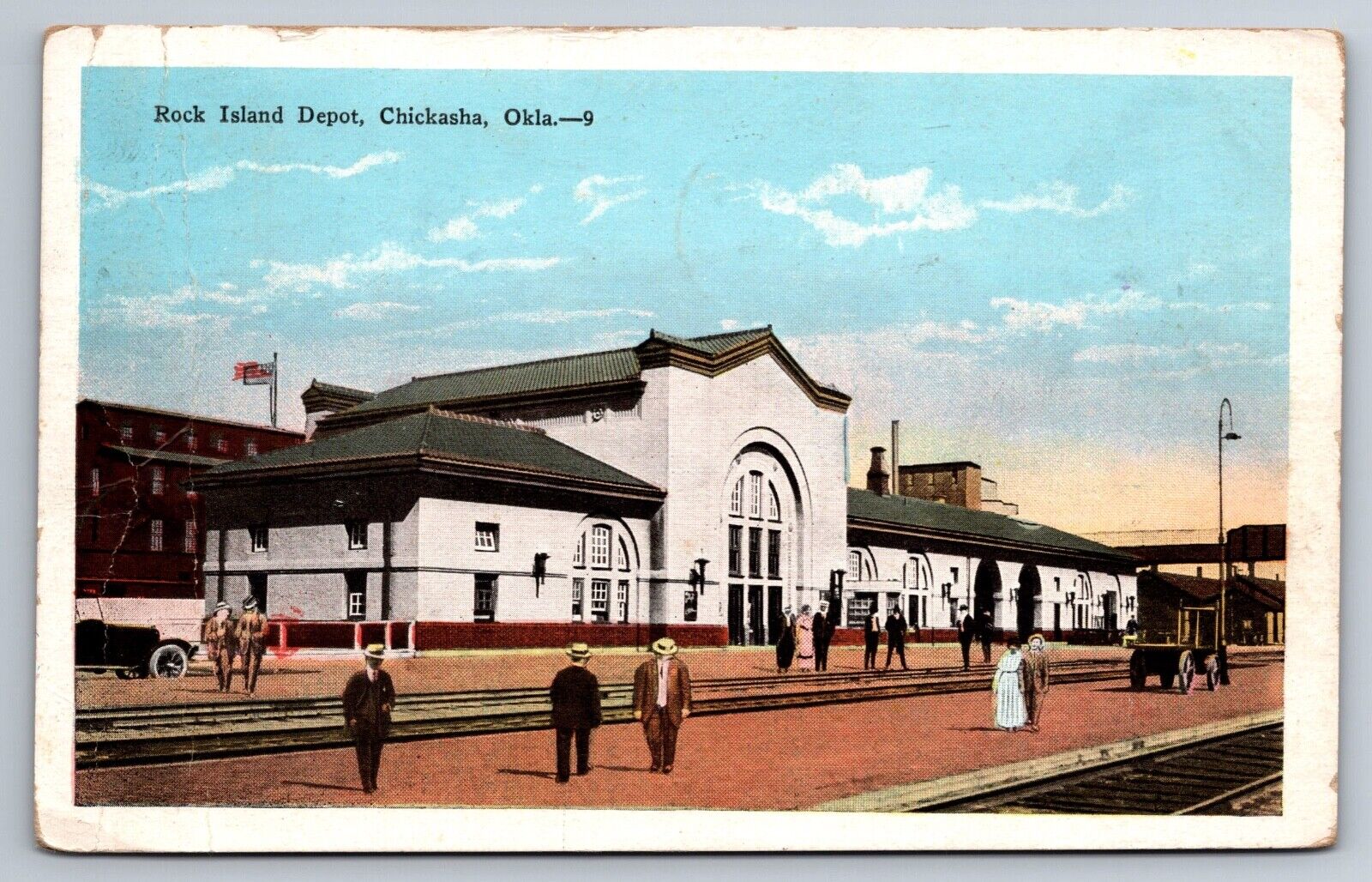 Chickasha OK Oklahoma Postcard Rock Island Depot Railroad Station c1948