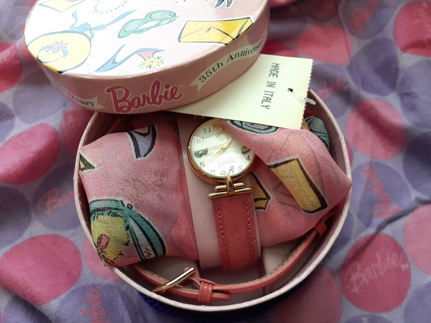 1994 Fossil Ltd Edition Barbie Watch with COA and Scarf made in Italy