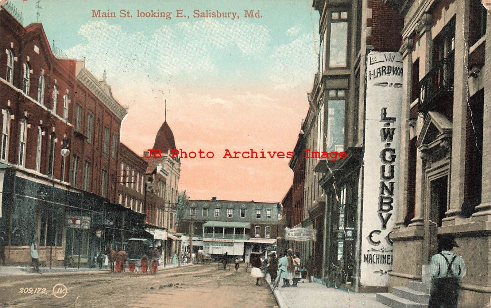MD, Salisbury, Maryland, Main Street, Looking East, 1910 PM, Valentine No 209172