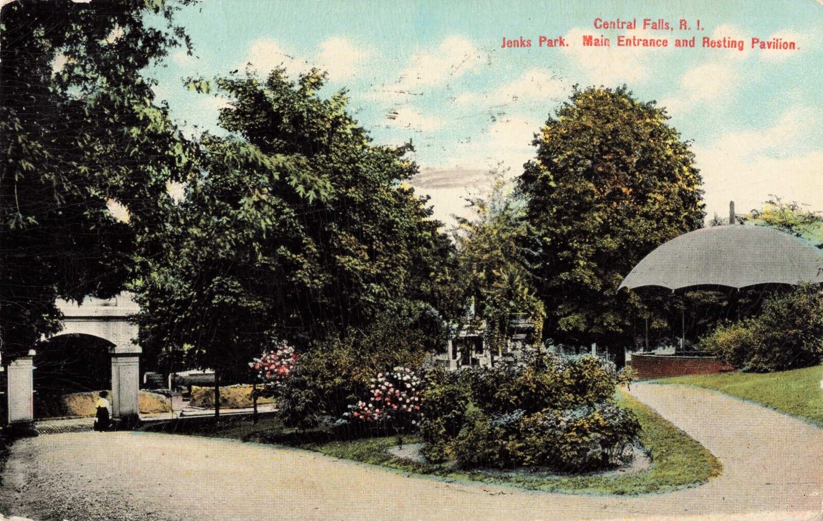 Main Entrance Resting Pavilion Jenks Park Central Falls Rhode Island RI 1910 PC