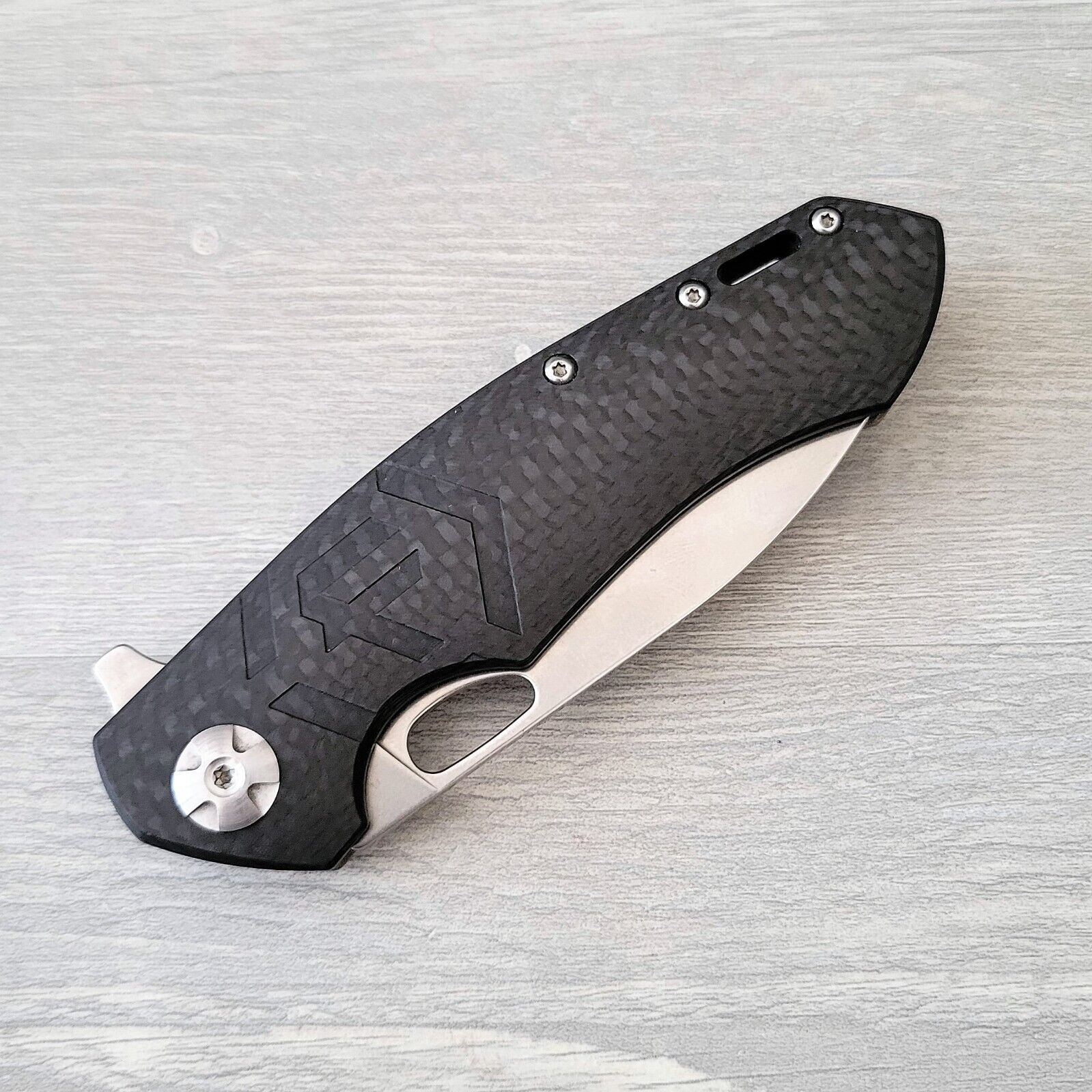 Factor Carbon Fiber Pocket Knife Frame Lock S35VN Blade VGUC