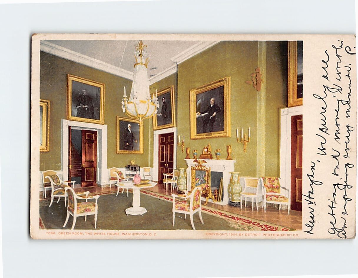 Postcard Green Room The White House Washington DC