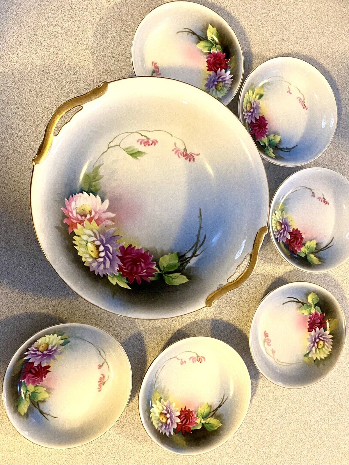 Noritake Bowl Set Hand Painted Vintage Berry/Dessert SEVEN pieces