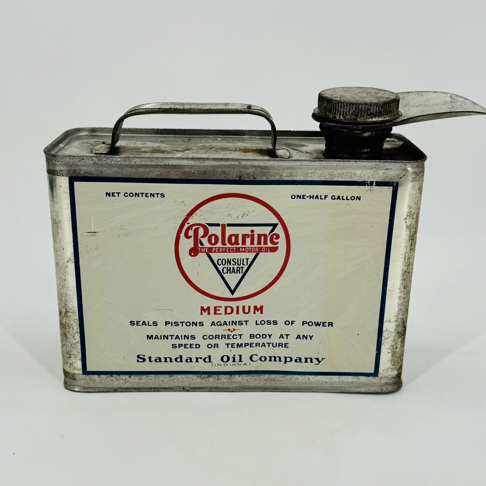 Polarine Half Gallon Oil Can Medium Weight W/Lip VGC