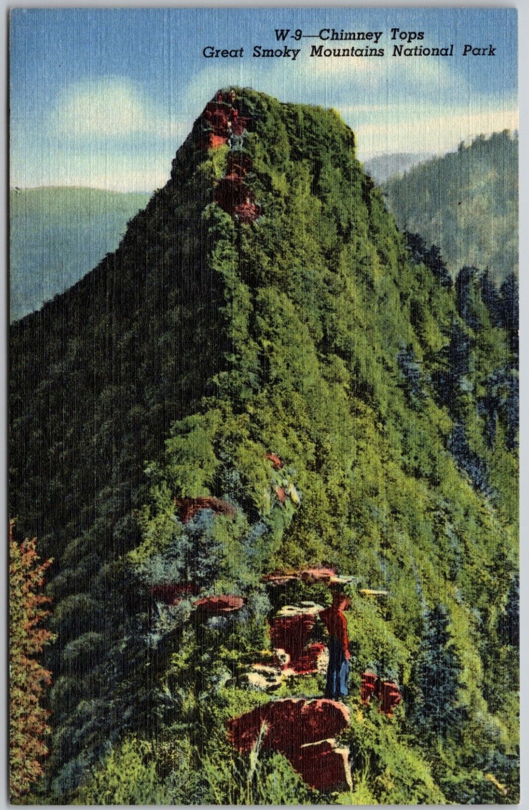 Chimney Tops - Great Smoky Mountains National Park - 1947 Postcard 5075