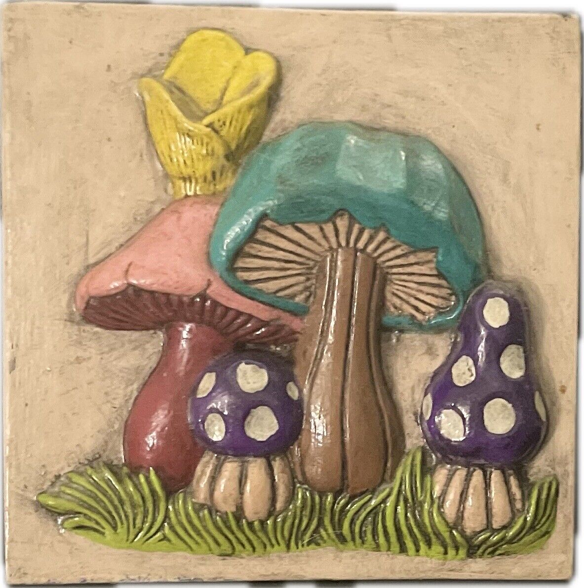Vintage Mushroom Ceramic Wall Hanging Tile Retro Mycology Mushrooms Decor Fungus