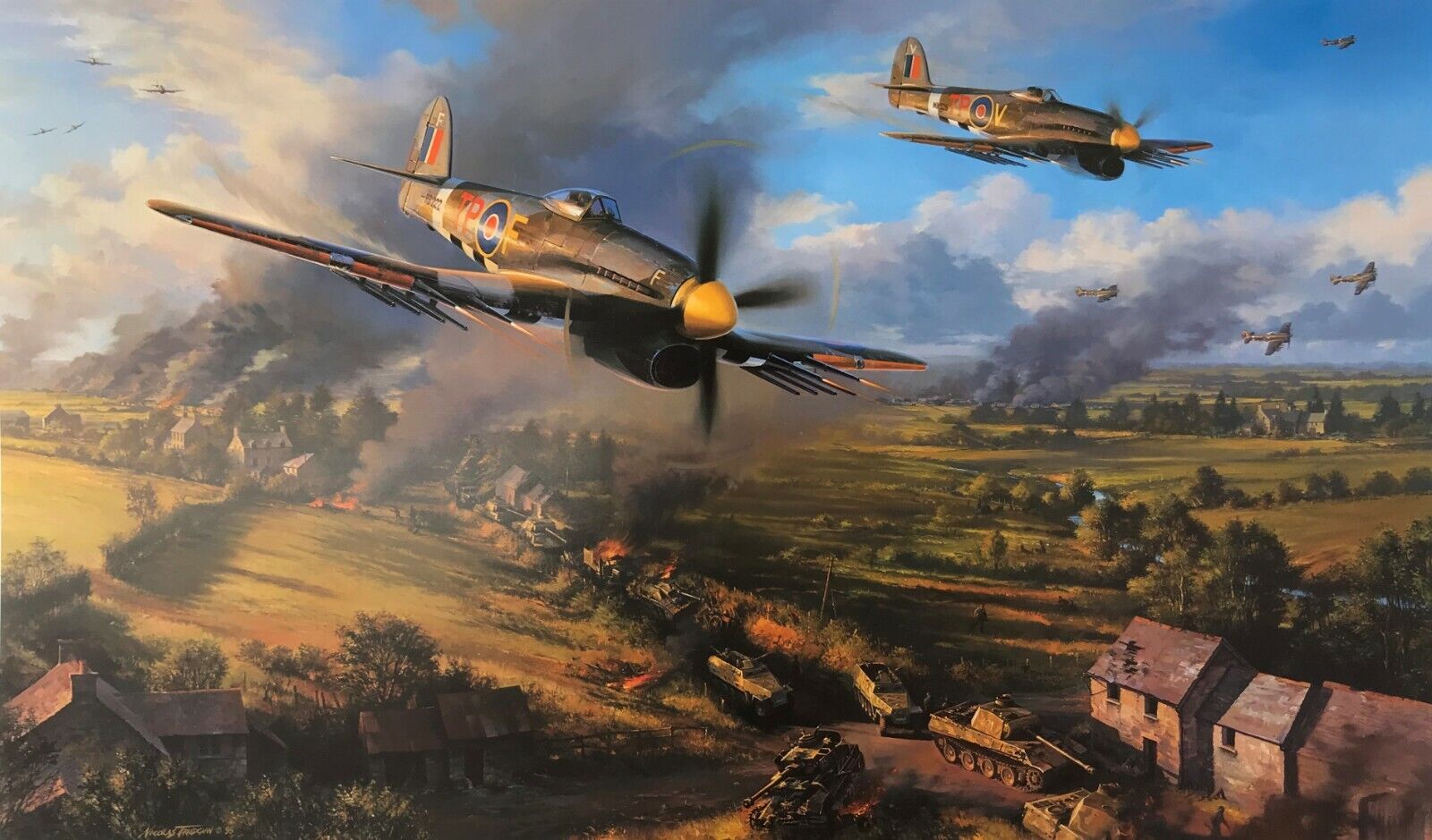 Typhoons at Falaise by Nicolas Trudgian autographed by Normandy Typhoon Pilots