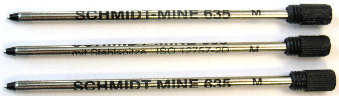 3 - Genuine Swarovski Schmidt 635 M ISO 12757-2D Crystalline Pen Refills - BLACK