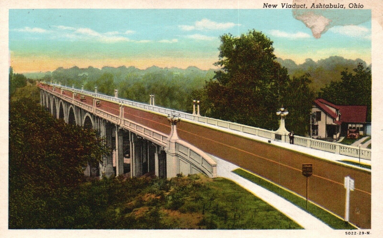 Postcard OH Ashtabula Ohio New Viaduct White Border Vintage PC a8501