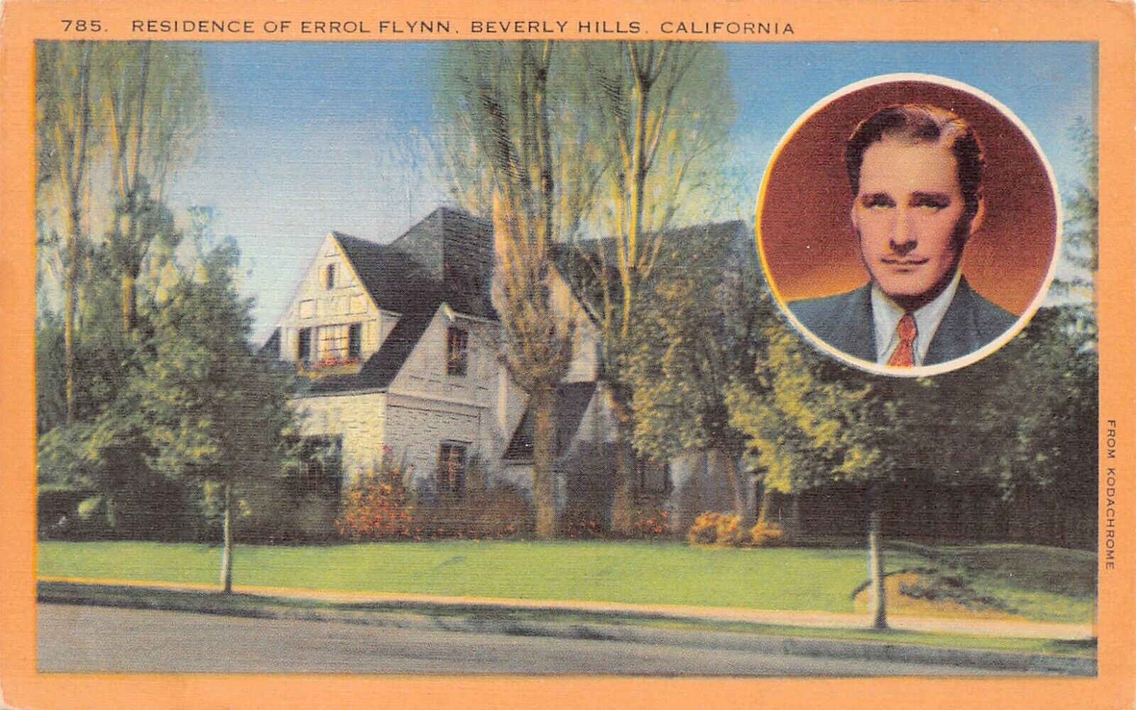 Hollywood Hills CA Errol Flynn Mansion Mulholland Farm 1930s Vtg Postcard A42