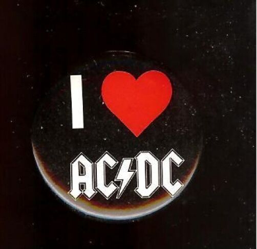 old I Love ( Heart ) AC DC Pin Pinback Button