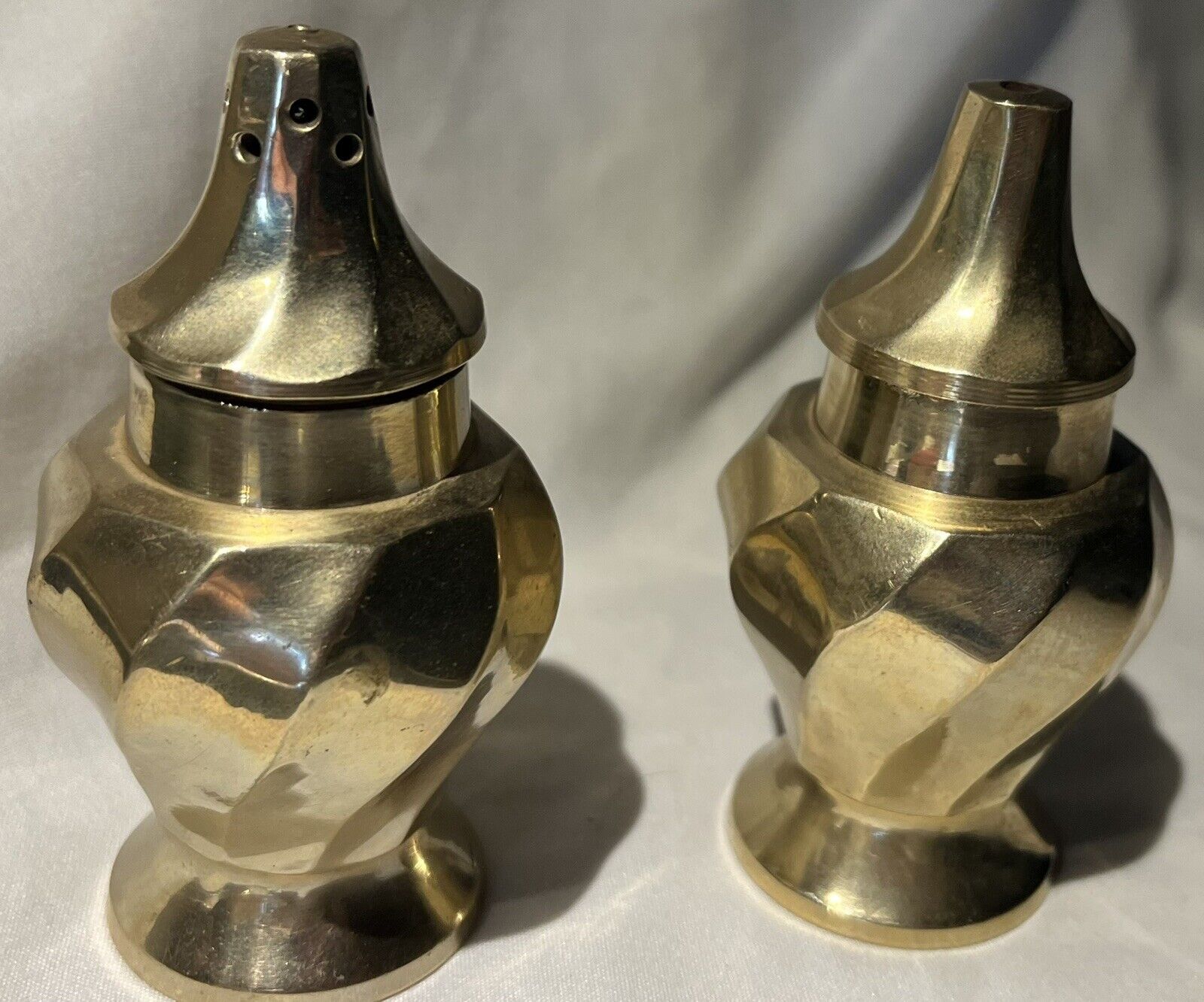 Vintage brass salt and pepper shakers
