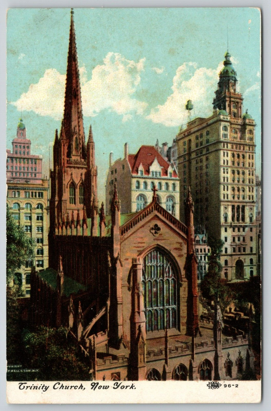 Postcard NY New York City Trinity Church DB UNP A18
