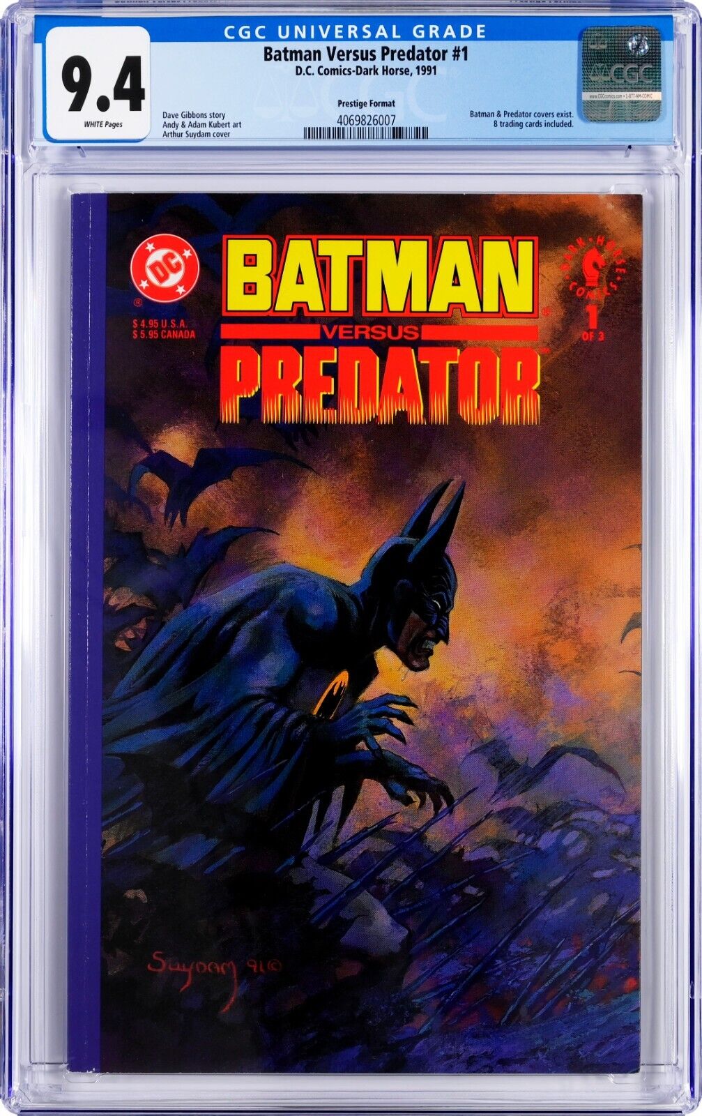 Batman Versus Predator #1 CGC 9.4 (1991, DC) Dave Gibbons Story, Suydam Cover