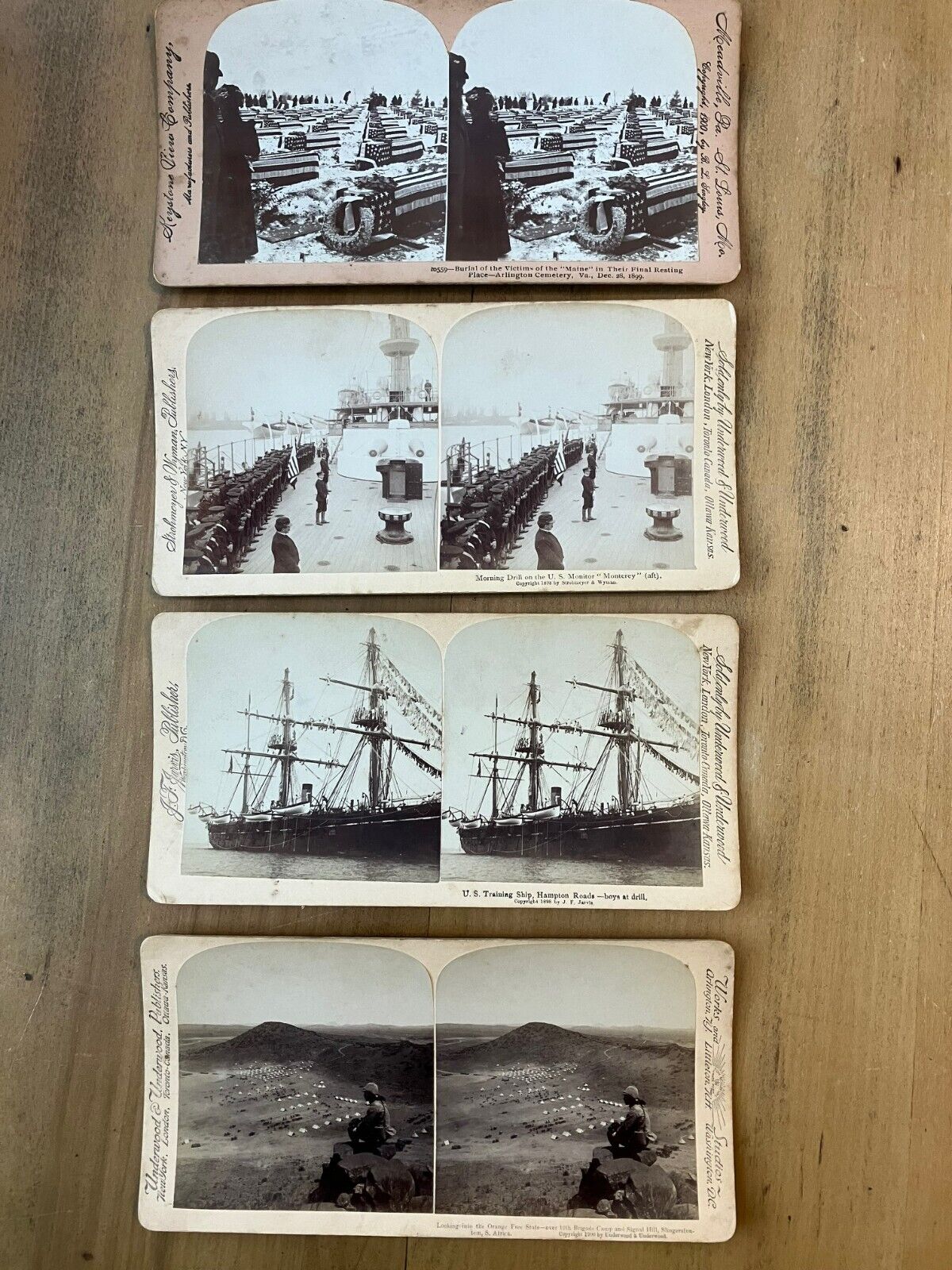 Antique Stereoview Card - Lot of 4 Military Cards - 1898 to 1900