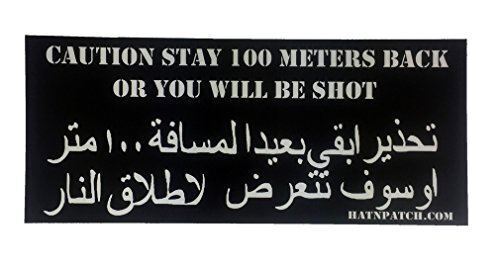 SET OF 5 CAUTION STAY BACK OR YOU WILL BE SHOT BUMPER STICKERS CONVOY IRAQ OIF