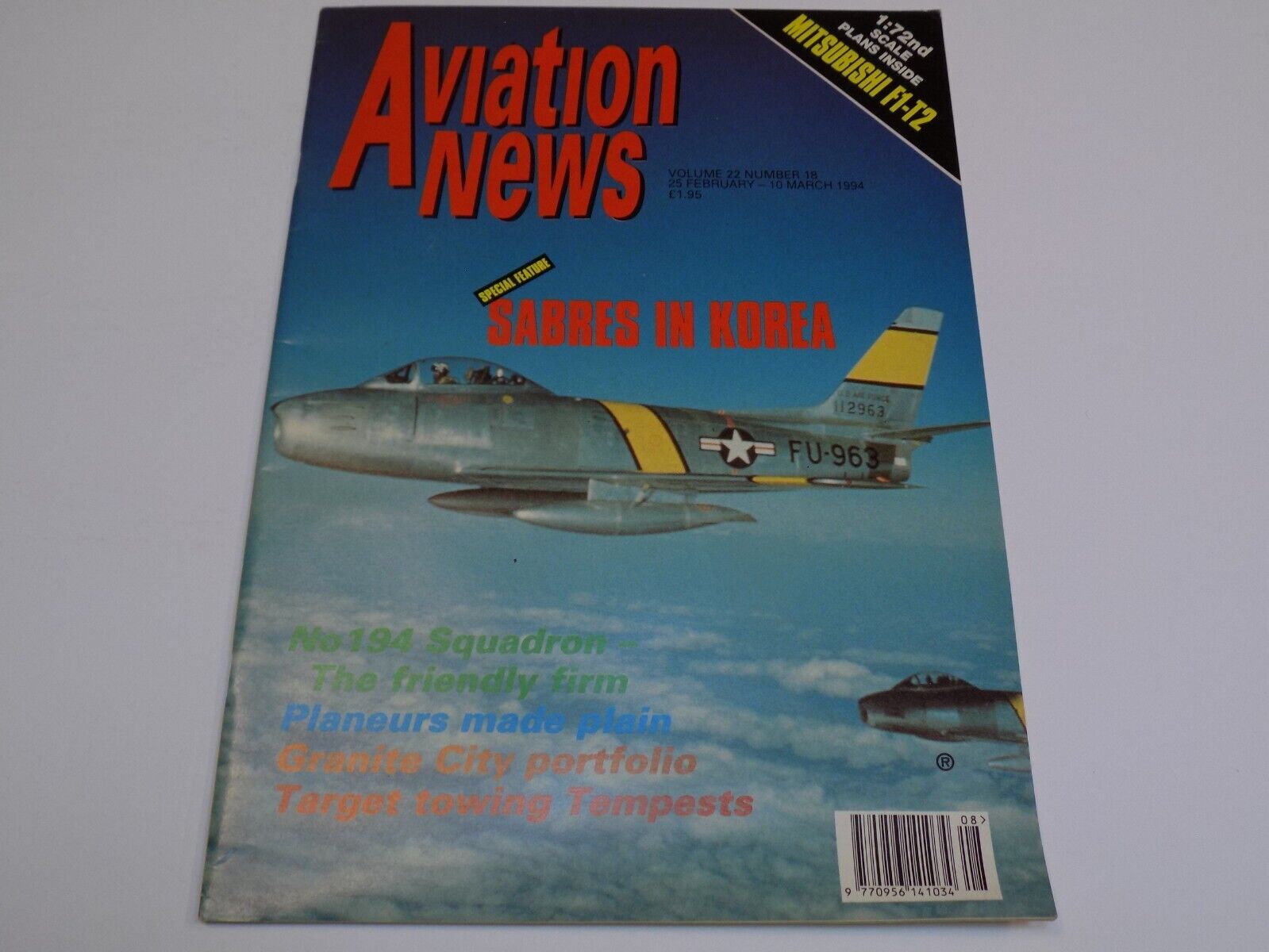Aviation News Magazine Feb Mar 1994 Mitsubishi F1-T2 Plans Sabres in Korea RAF