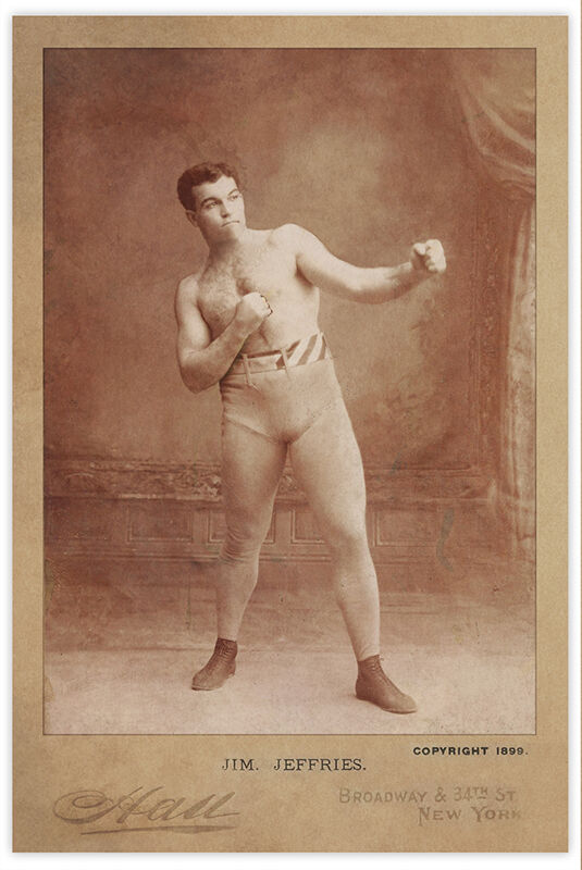 CHAMPION JIM JEFFRIES 1899 Boxing Legend Cabinet Card Vintage Photo CDV RP
