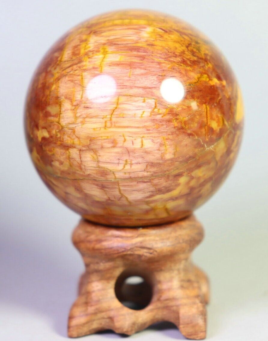 48mm Natural Rutile Polished Rutilated Quartz Crystal Stone Sphere Ball Healing