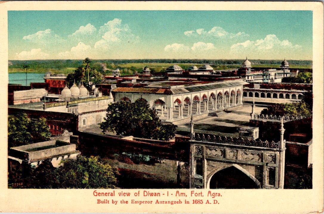 Agra, India  DIWAN-I-AM   Agra Fort~Emperor Aurangzeb  Bird\'s Eye View  Postcard