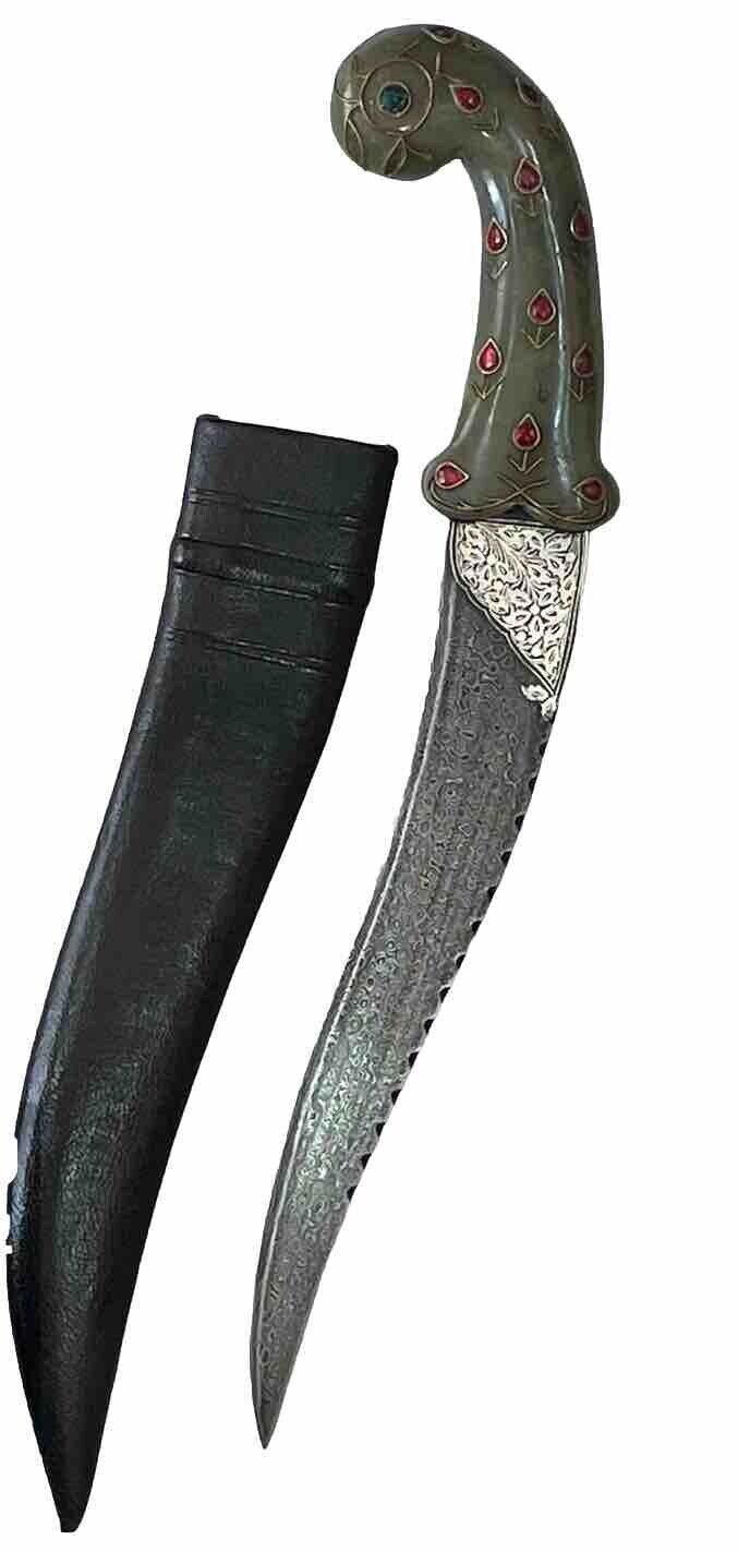 Indo Persian Mughal Ottoman Turkish Damascus blade Jade Stone   Dagger