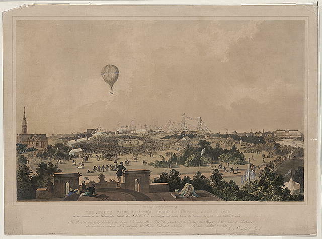 The fancy fair,Prince\'s Park,Liverpool,August,1849,England,Festival,Balloon,1849