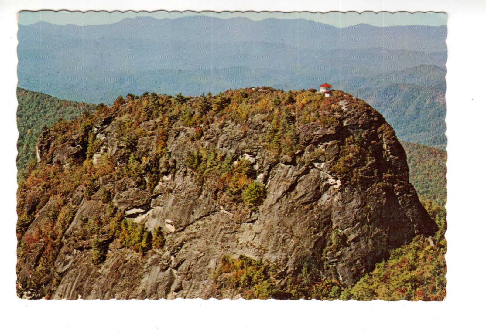 Postcard: Table Rock, Blue Ridge Parkway, North Carolina, aerial, mountain house