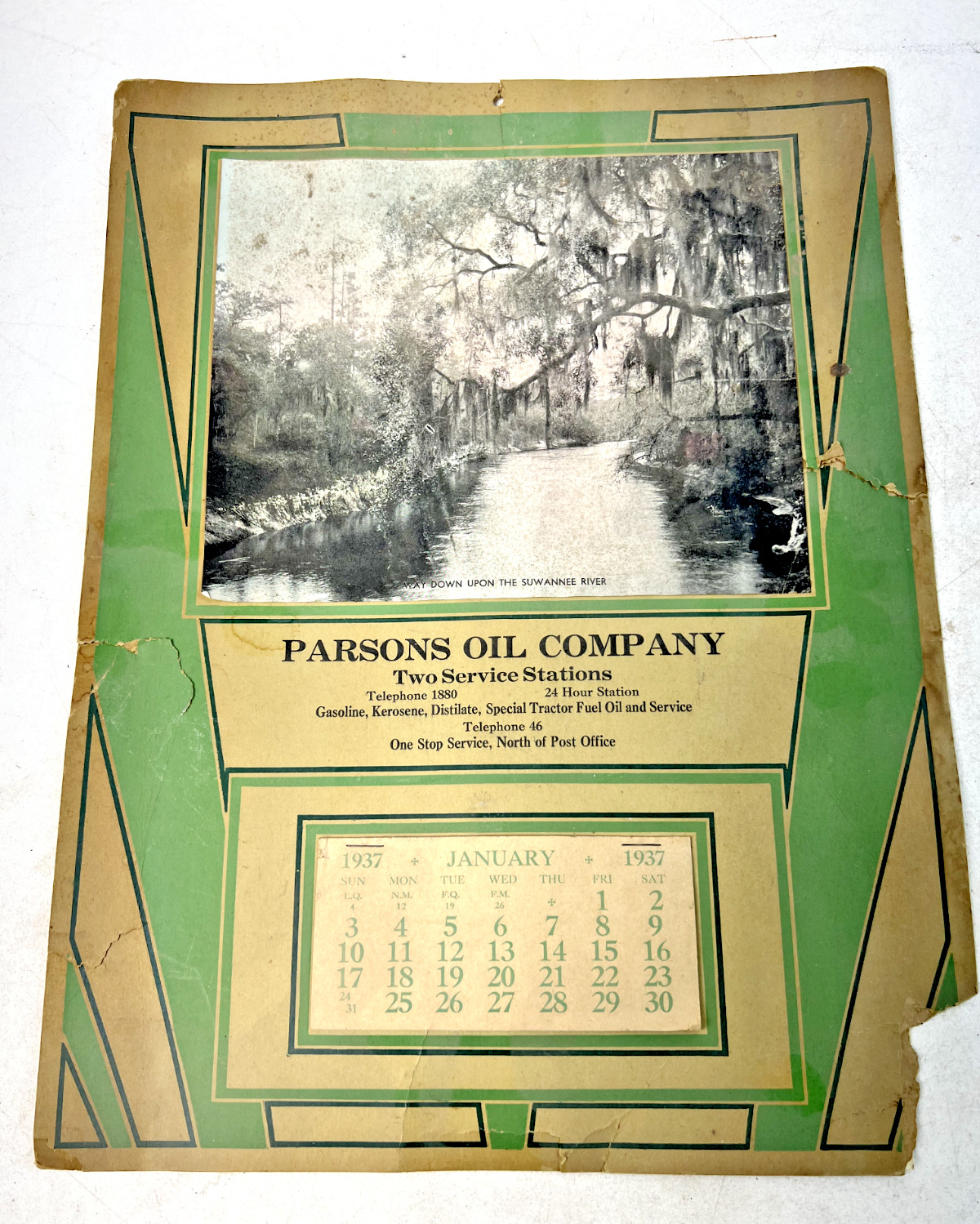 Vintage 1937 Parsons Oil Company Advertising Calendar - 15 1/4\