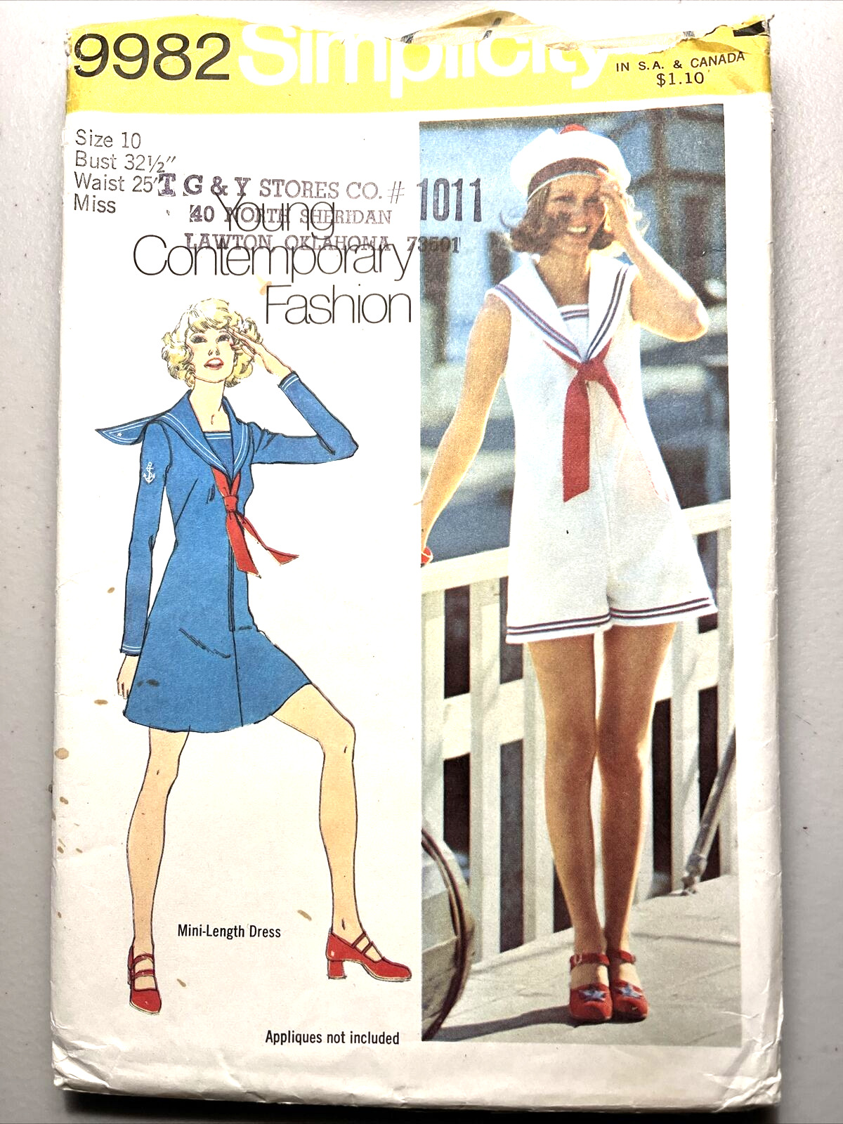 Simplicity 9982 Sailor Dress Romper V-Neck Sleeveless Jumpsuit Bust 32.5