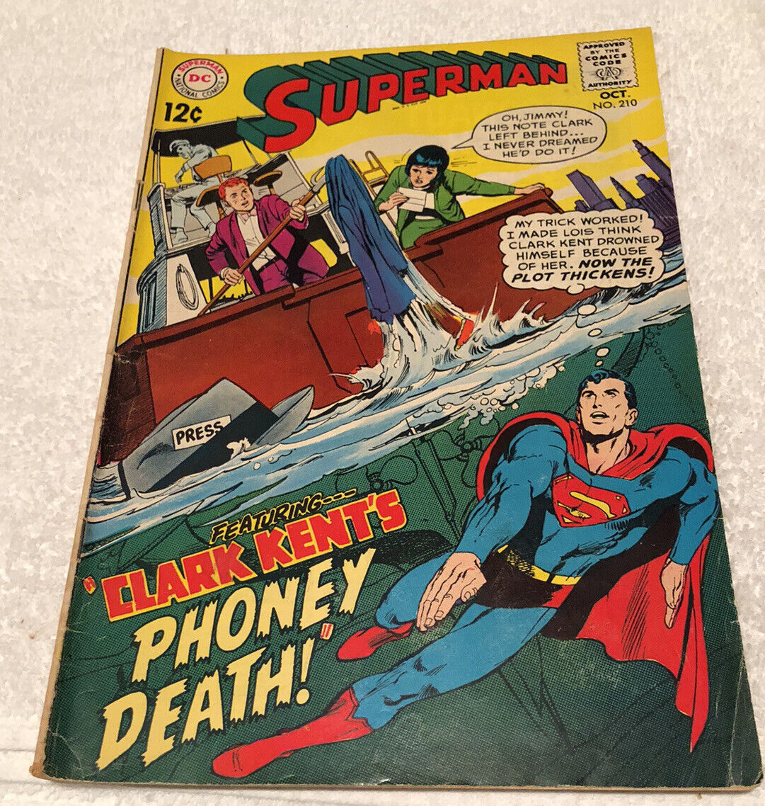 Superman 210 DC Comics 10/1968 Aquaman Cameo Neal Adam’s Cover  Silver Age