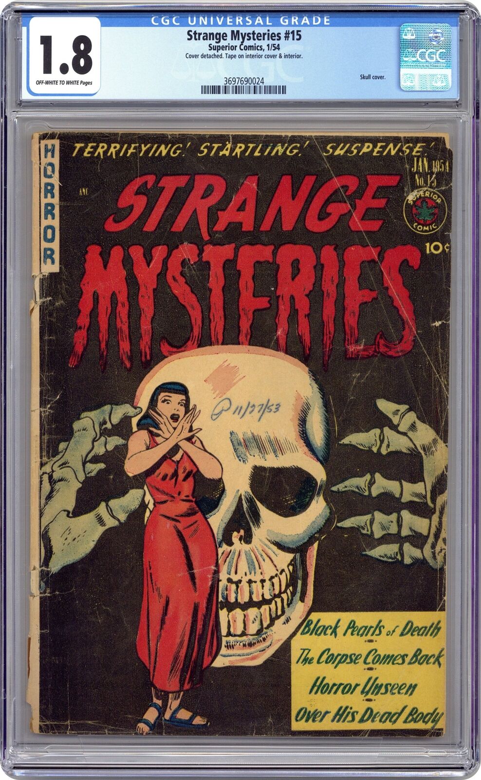 Strange Mysteries #15 CGC 1.8 1954 3697690024
