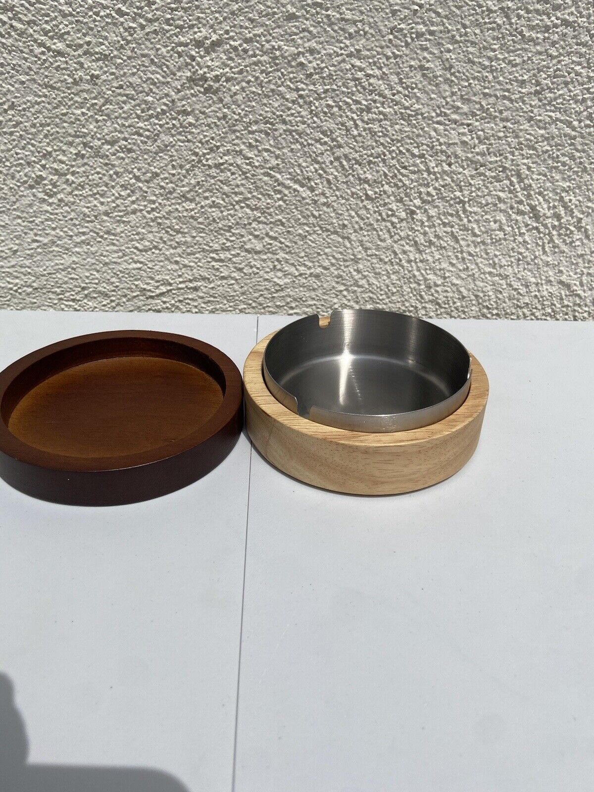 Wooden Cigarette Ashtray Vintage  with Lid