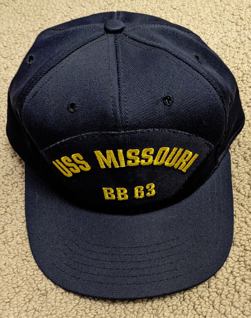 Vtg  USS Missouri BB 63 Adjustable Strap Hat Made In USA 