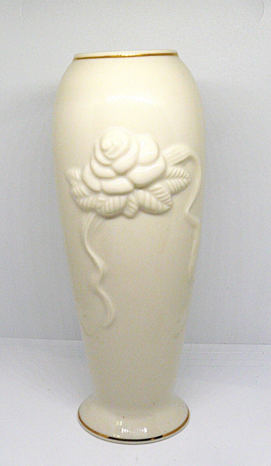 Lenox Rose Blossom Bud Vase 24k Gold Trim Floral 7.5\