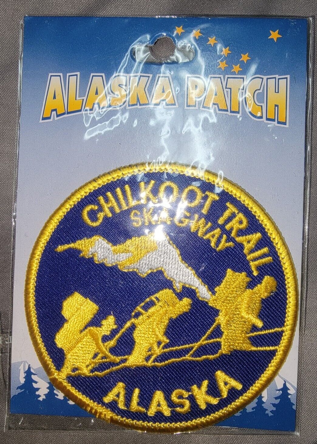 New In Package Embroidered Alaska Souvenir Patch Chilkoot Trail Sagway 