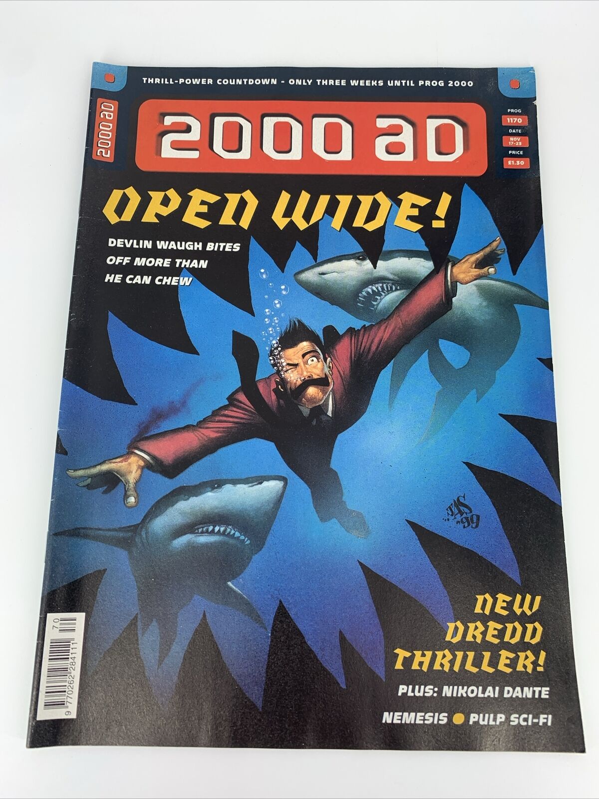 2000 AD Comic - 1st Interior Art By Jock - Prog 1170  1999 UK Comic Judge Dredd