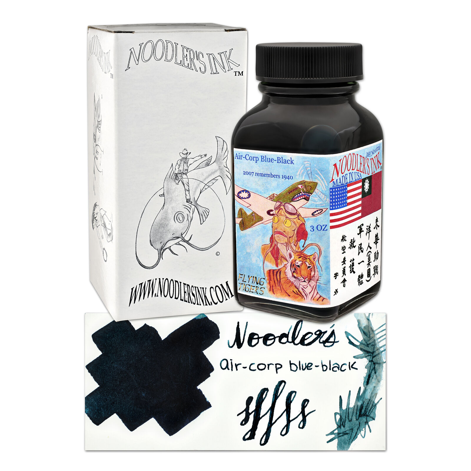 Noodler's Bottled Ink for Fountain Pens in Air-Corp Blue-Black - 3oz -NEW in Box