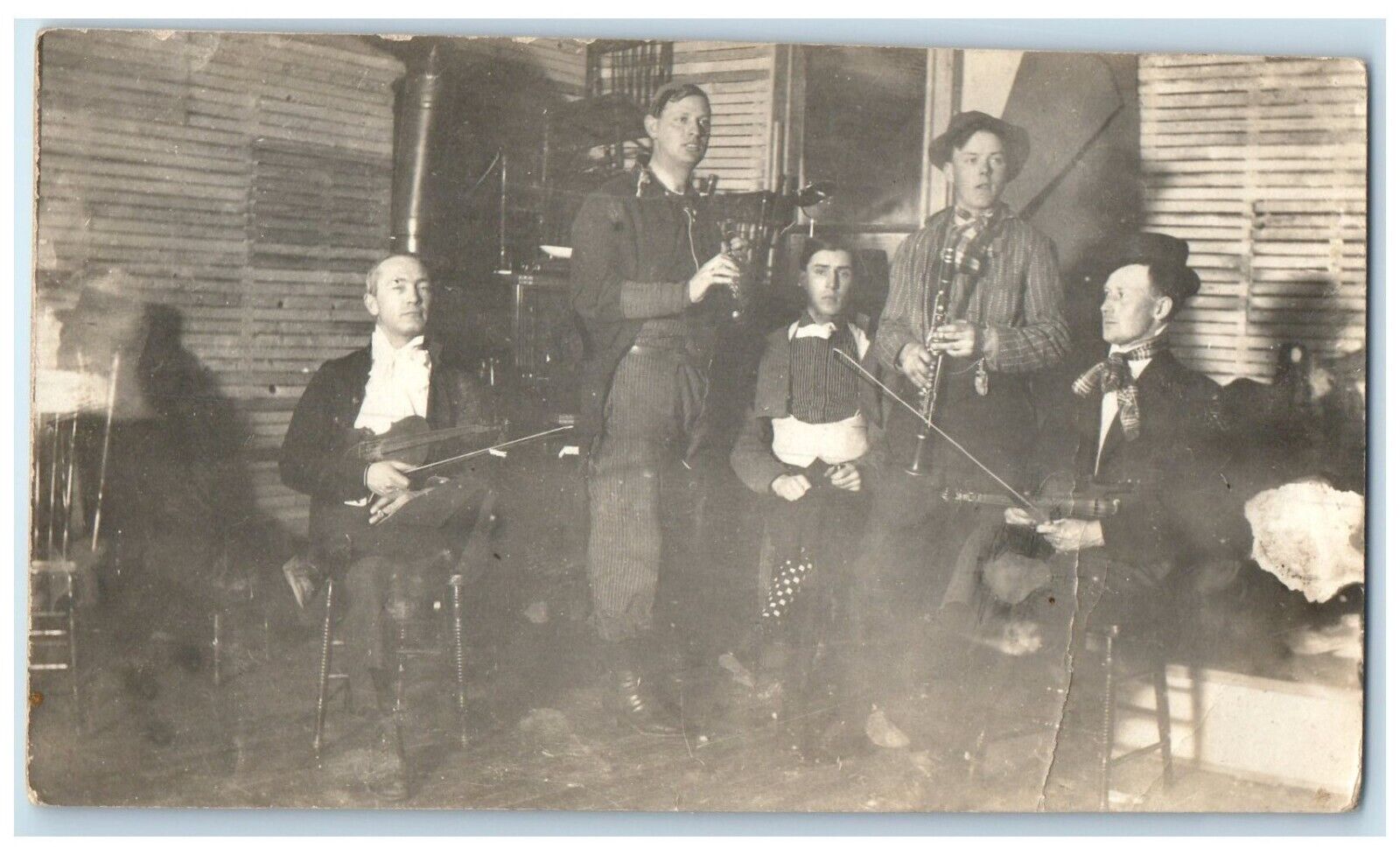 c1910's Orchestra Musician Family Saskatchewan Canada RPPC Photo Postcard