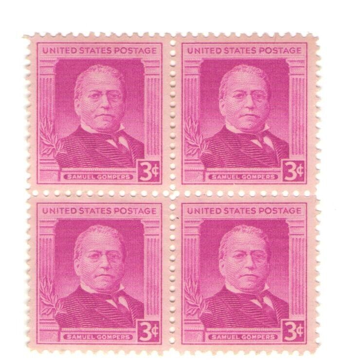 Samuel Gompers AFL Labor Union Founder 73 Year Old Mint Vintage Stamp Block