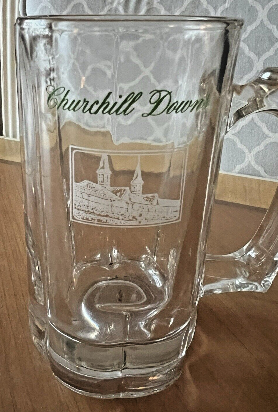 Vintage “Churchill Downs” Thick Glass Beer Mug Kentucky Derby Horse Racing