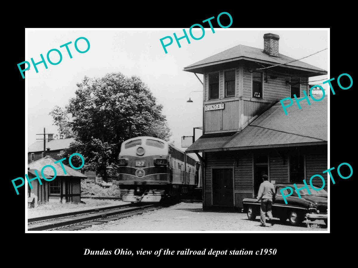 OLD 8x6 HISTORIC PHOTO OF DUNDAS OHIO THE RAILROAD DEPOT STATION c1950