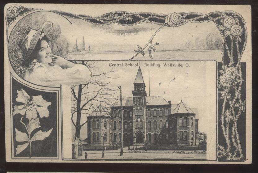 Postcard Wellsville OH/OHIO CENTRAL SCHOOL 1907?