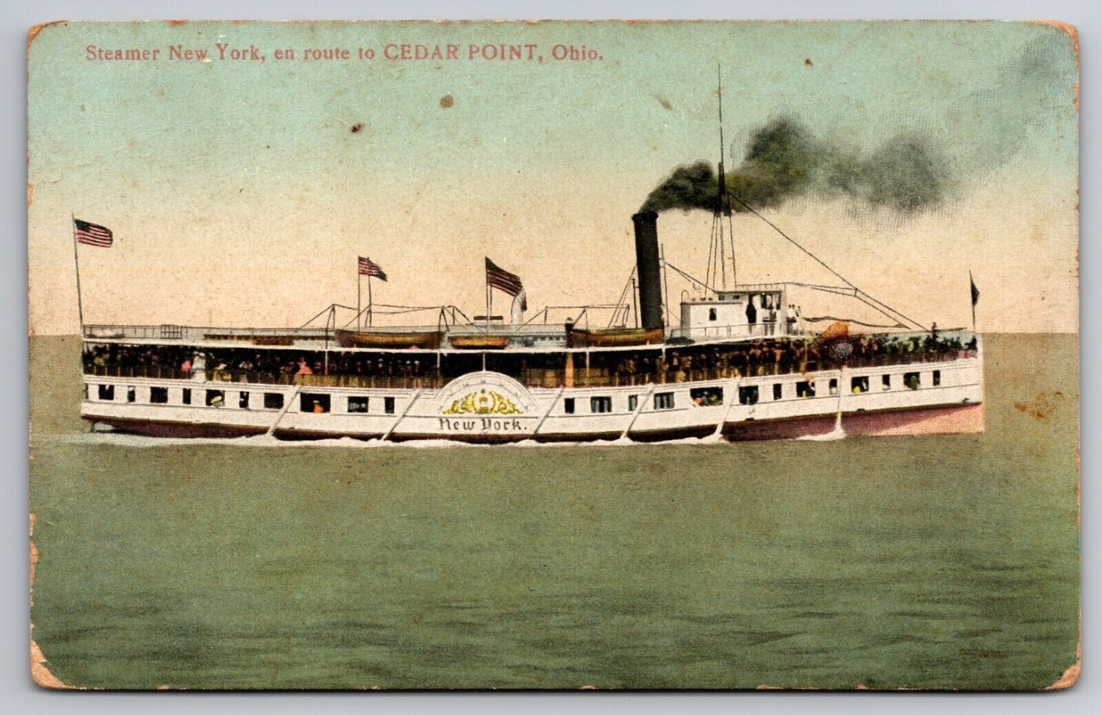 Steamer New York En Route to Cedar Point Ohio OH c1910 Postcard