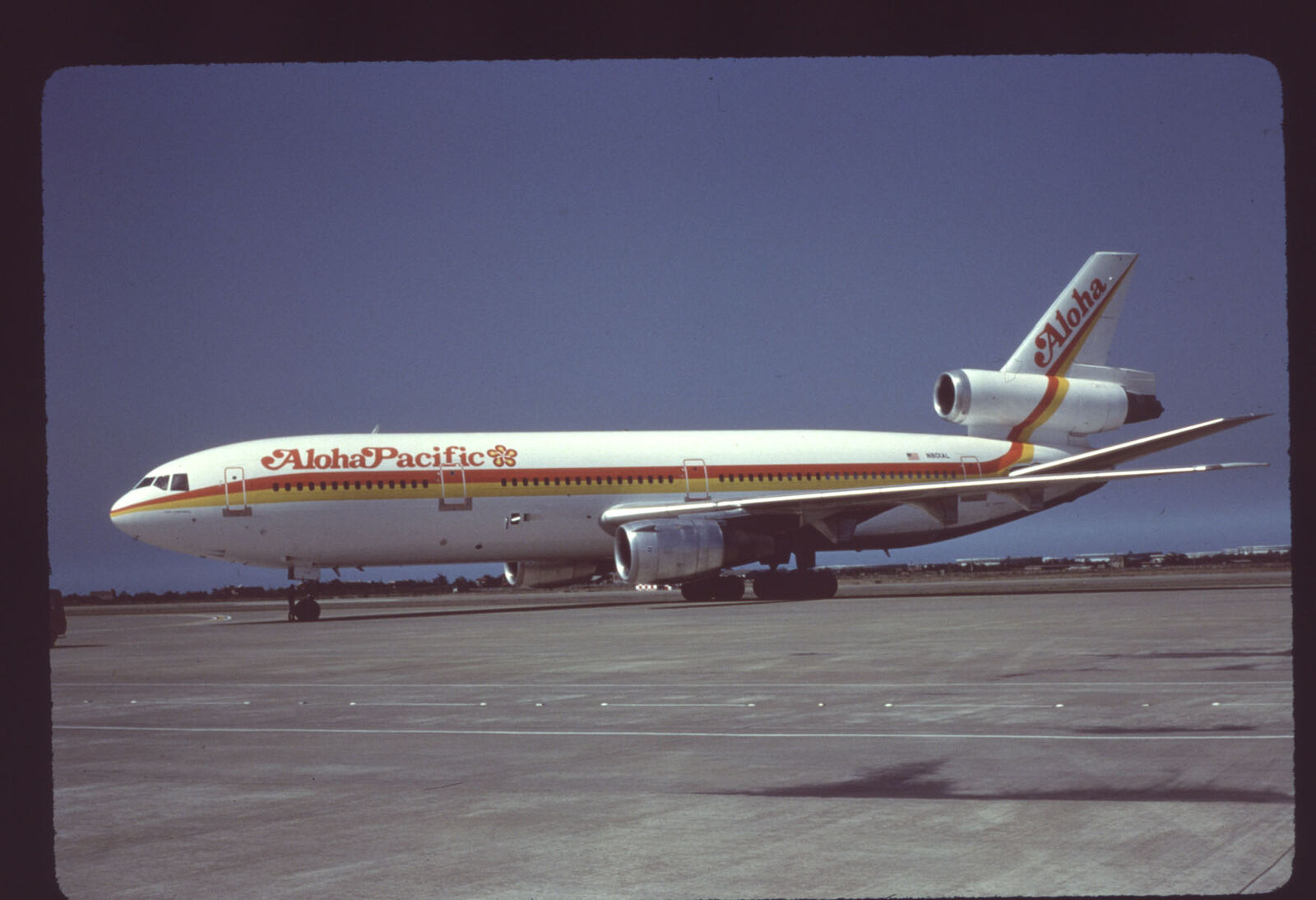 Dupe 35mm airline slide Aloha Pacific DC-10-30 N801AL