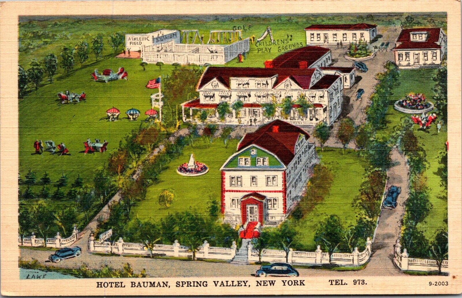 View of Hotel Bauman, Spring Valley NY Vintage Postcard X65