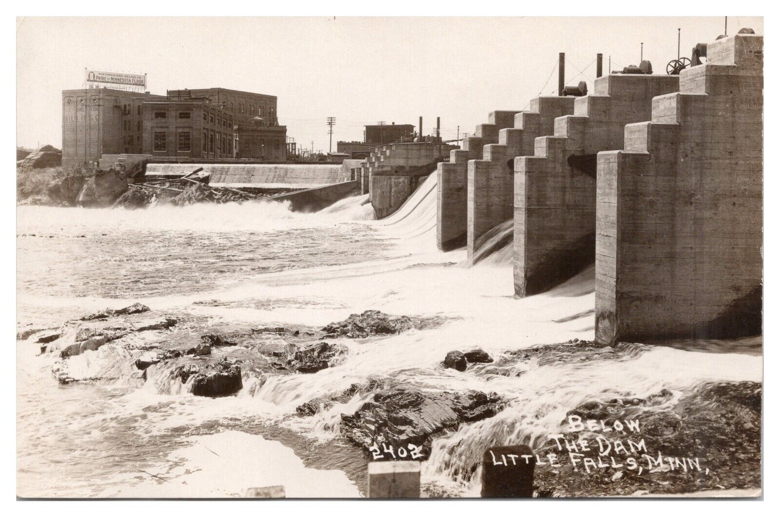 Vintage RPPC Little Falls Minnesota Postcard Below the Dam Unposted Real Photo