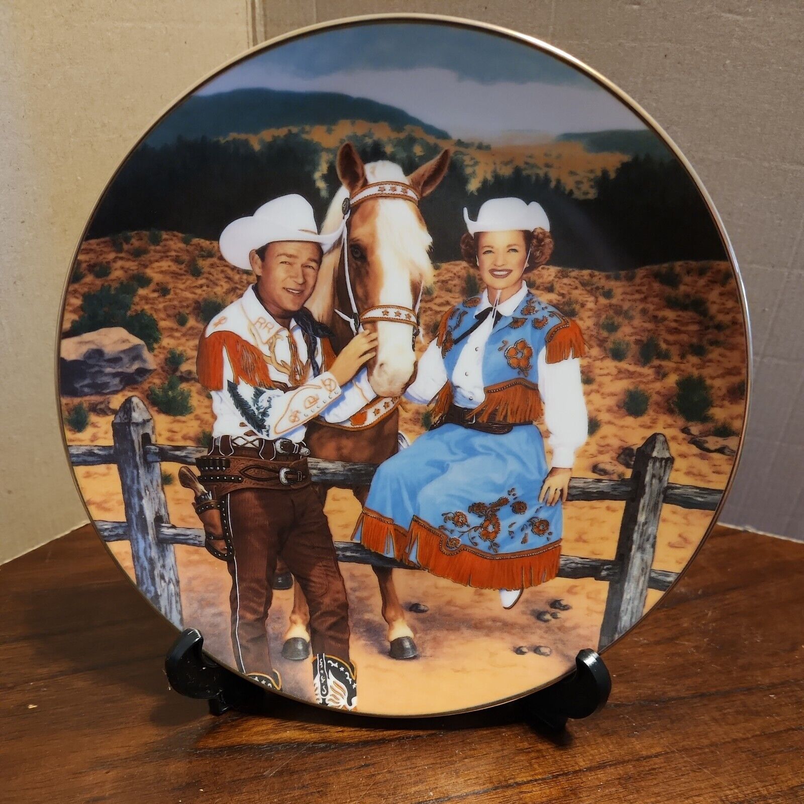 ROY ROGERS DALE EVANS TRIGGER CLASSIC TV WESTERNS COLLECTION PLATE #16248 1990